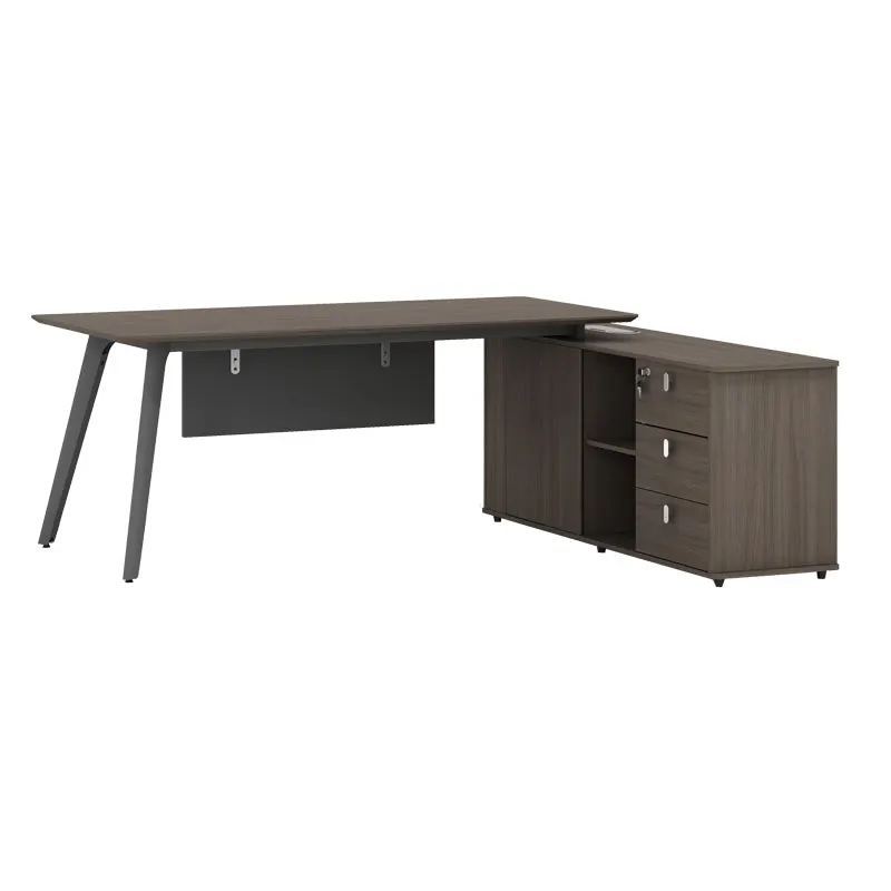 Birou reversibil profesional Denith, Gri nuc, 200x160x75 cm - Gri