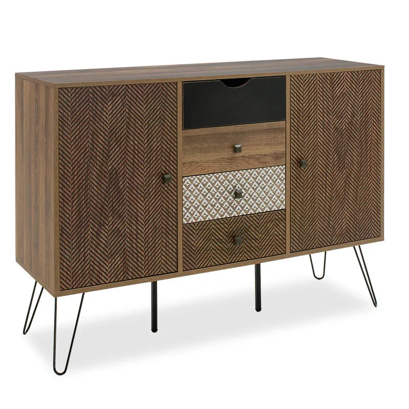 Consolă Boho cu patru sertare, nuc, 122x40x86 cm - Nuc