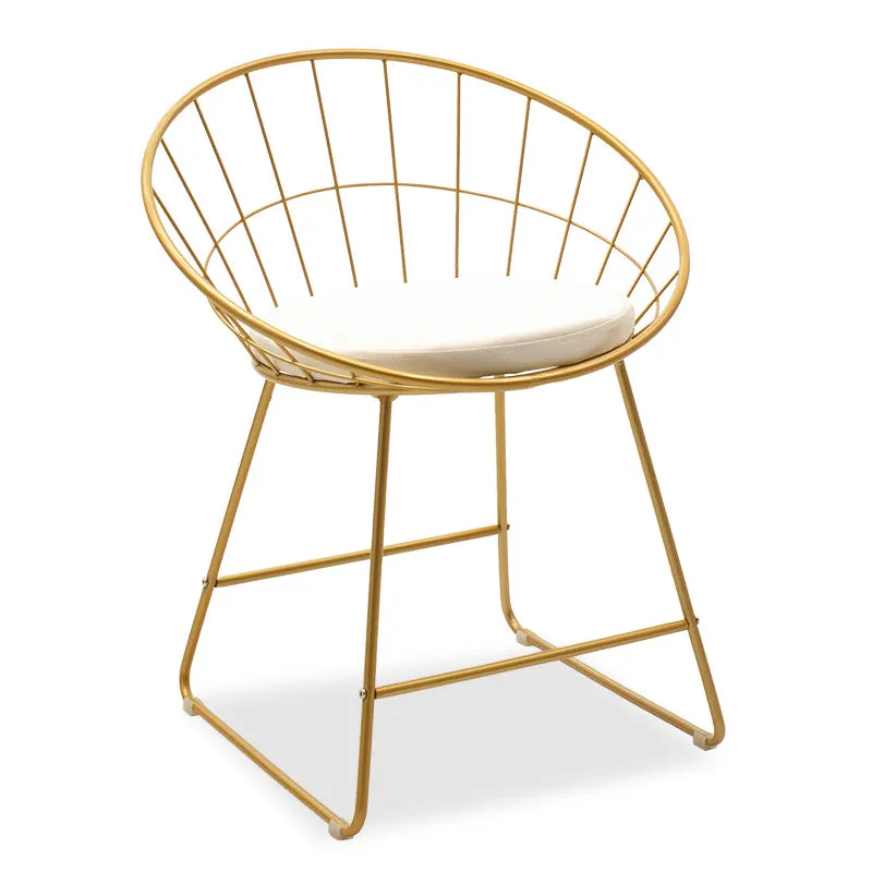 Scaun Seth sarma metalica aurie cu perna pvc, alb, 58x50x71 cm - Auriu