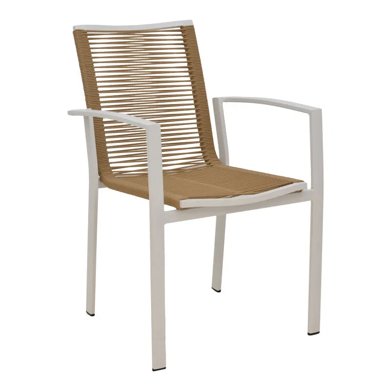 Scaun de plaja din aluminiu si tex Maron, șampanie, Maro - Natural, 57x63x83 cm - Natural