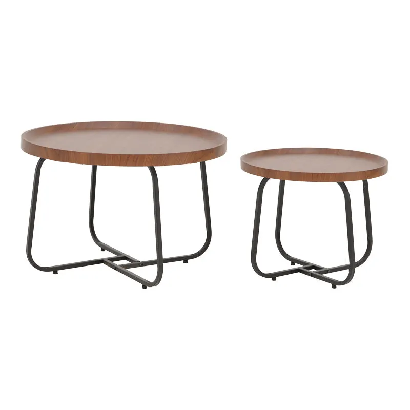 Set 2 mese de cafea Crismory, MDF si metal, 70x70x47 cm - Maro