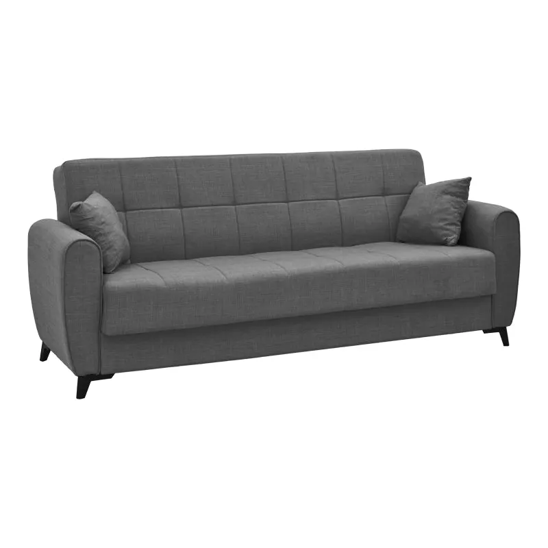 Canapea extensibila cu depozitare pentru trei persoane Lincoln, tesatura, Diverse culori, 225x85x90 cm, 85x225 cm - Gri închis