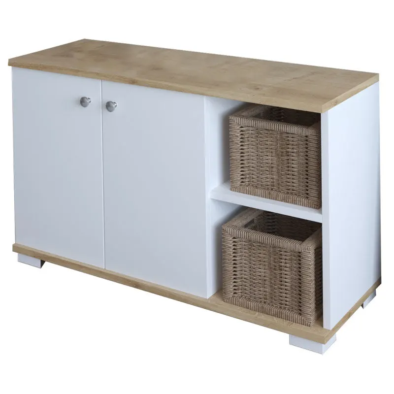 Mobilier de intrare Deril, alb-Sonoma, 90x33x52 cm - Alb