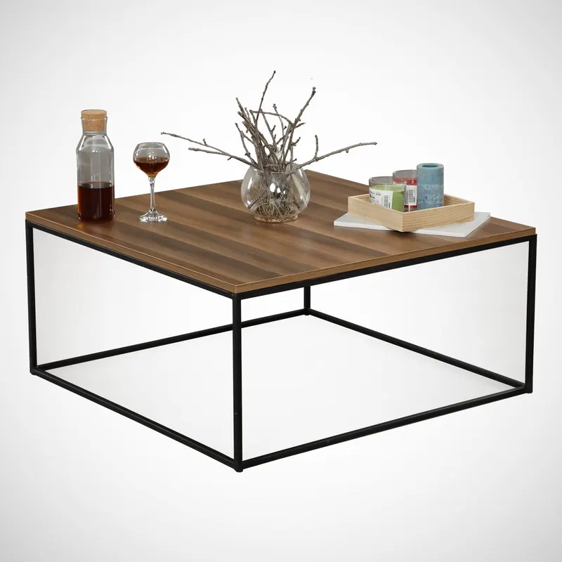 Masă de cafea Poli Comforty, stejar - nuc, 75x75x43 cm - Nuc