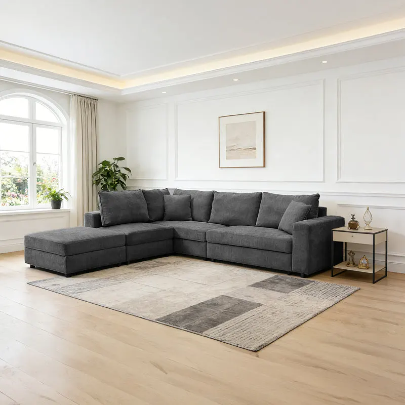 Canapea Navaro, Stofa, 281x256x85 cm - Antracit