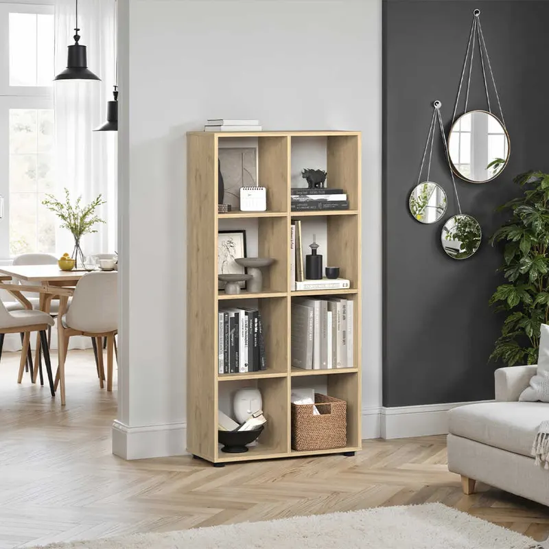 Biblioteca KTP-024-FF-1 Home Collection® Cubic, Alb - Stejar, 70x141x30 cm - Stejar