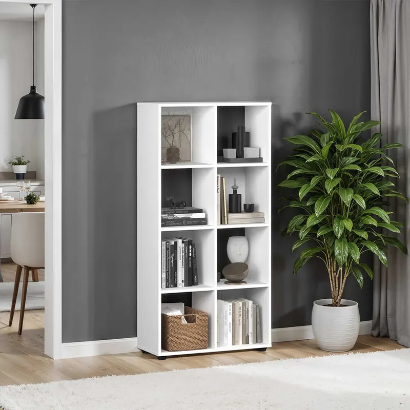 Biblioteca KTP-024-FF-1 Home Collection® Cubic, Alb - Stejar, 70x141x30 cm - Alb
