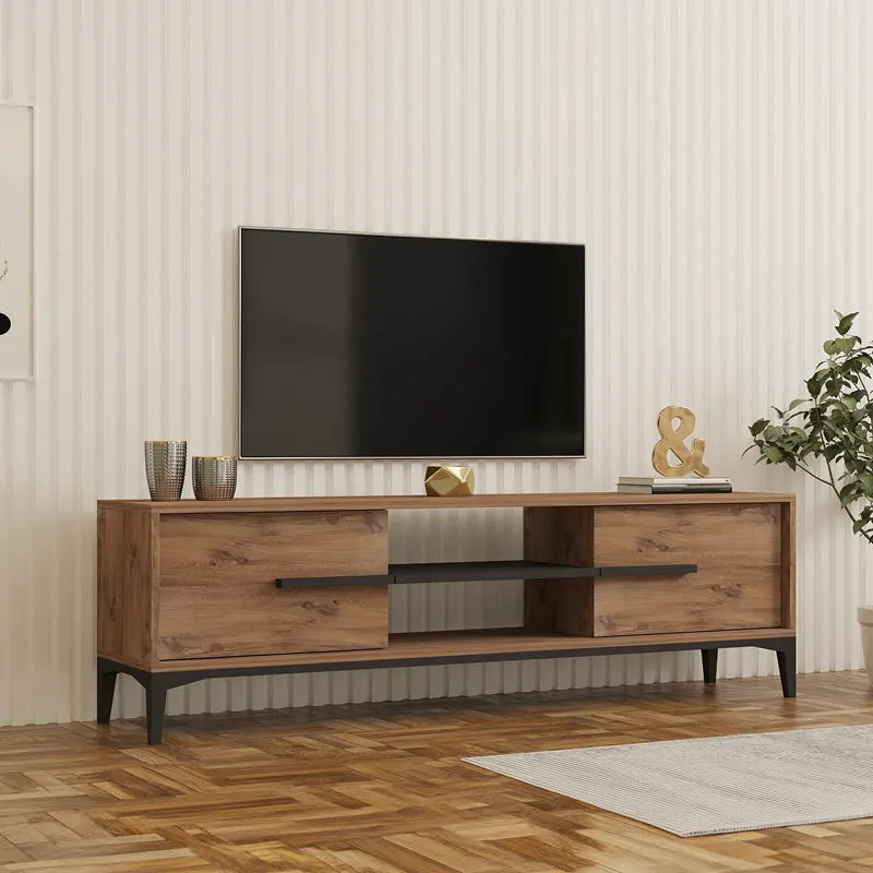 Comoda TV Eslem, 160x35x45 cm - Antracit-Stejar