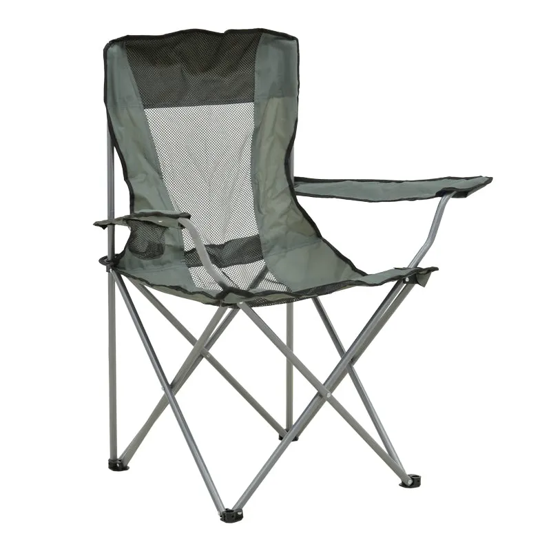 Scaun de exterior Pesca, metal si material impermeabil, 55x55x95 cm - Gri