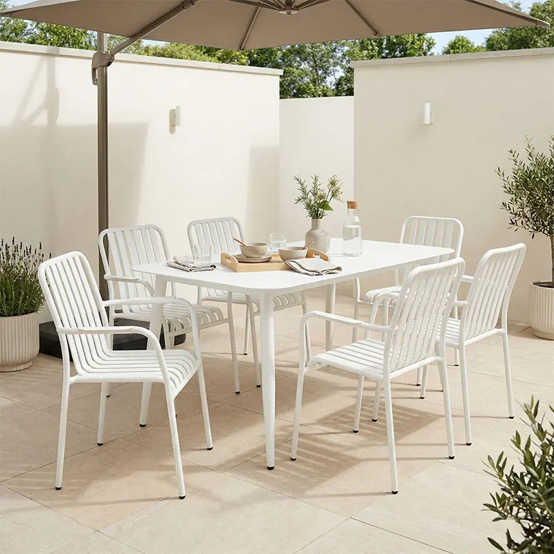 Set de sufragerie exterior Heven Vista, 7 piese, 150x80x72 cm - Alb