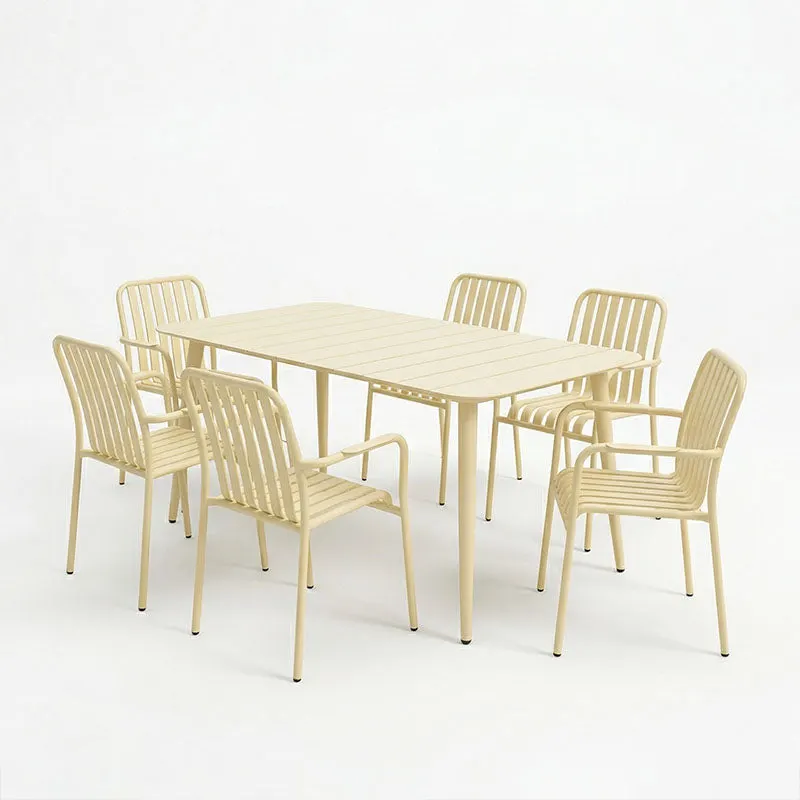 Set de sufragerie exterior Heven Vista, 7 piese, 150x80x72 cm - Champagne