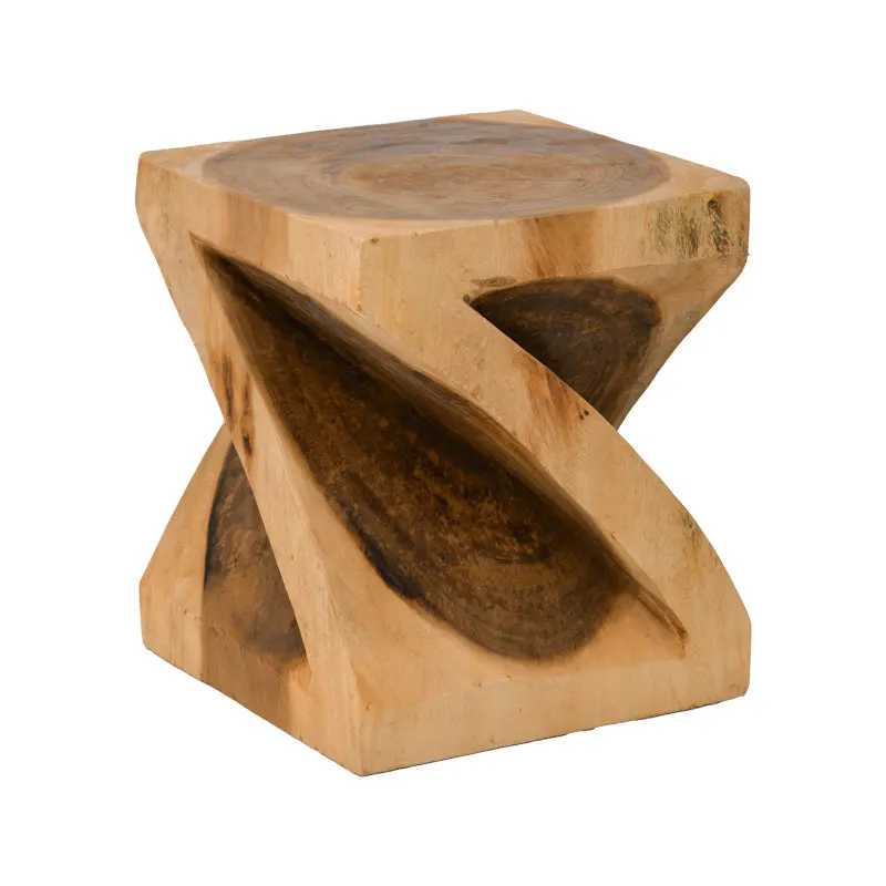 Taburet Rektan din lemn Suar, Natural, 35x35x40 cm - Natural