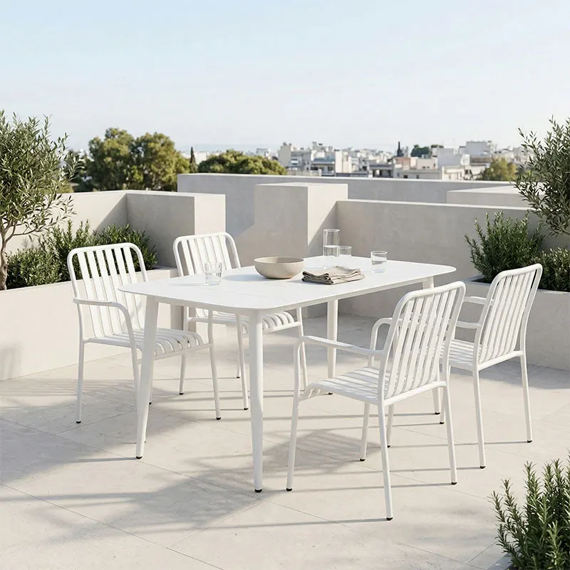 Set de sufragerie exterior Heven Vista, 5 piese, 150x80x72 cm - Alb
