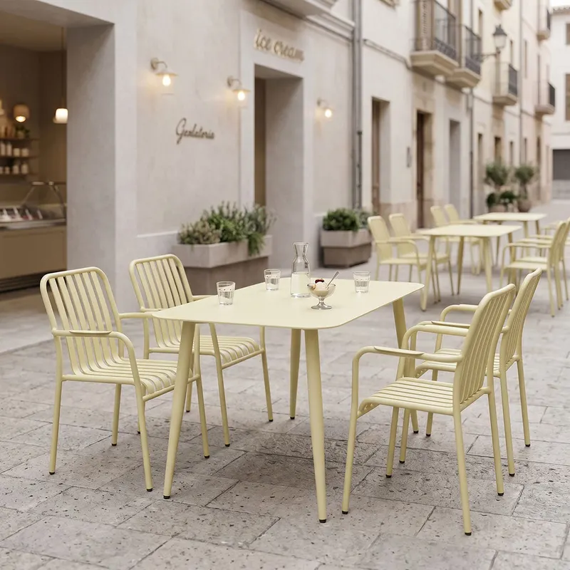 Set de sufragerie exterior Heven Vista, 5 piese, 120x70x72 cm - Champagne