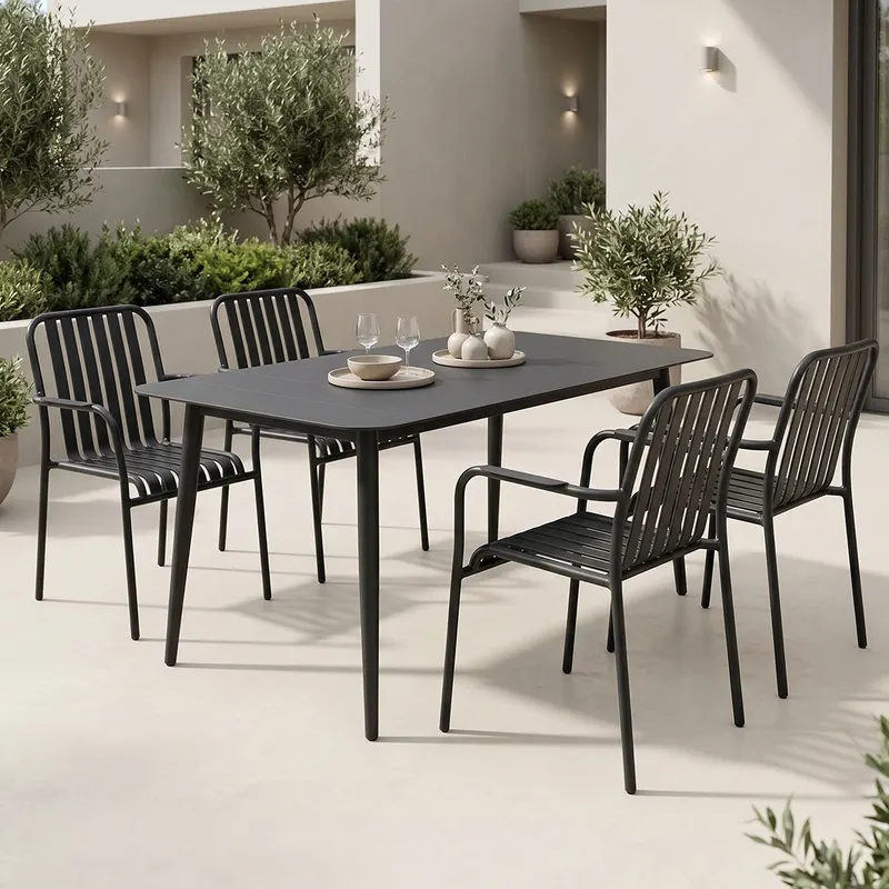 Set de sufragerie exterior Heven Vista, 5 piese, 120x70x72 cm - Negru