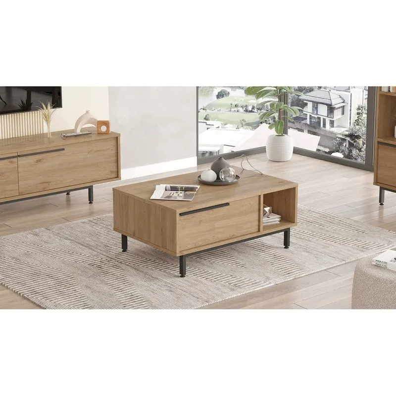 Masa de cafea On2 Locelso, nuc - nuc - stejar, 90x60 cm - Nuc