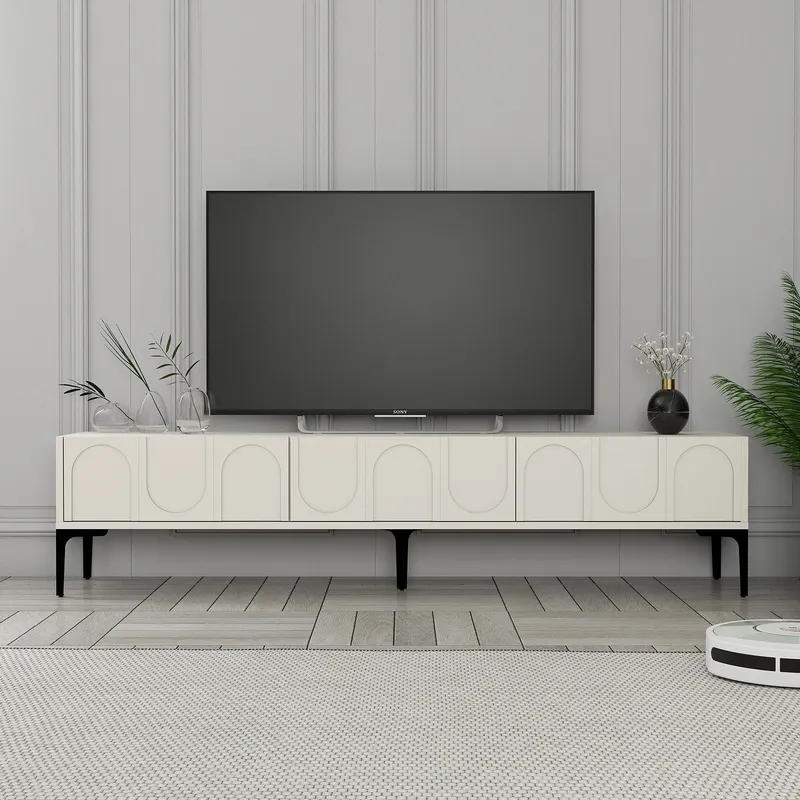 Mobilier Lyon 42, Crem - White Black, 180x35 cm - CreamnBlack
