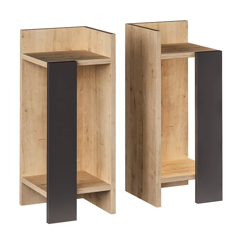 Noptiera Immerse set 2 bucati, 27x25x60 cm - Stejar