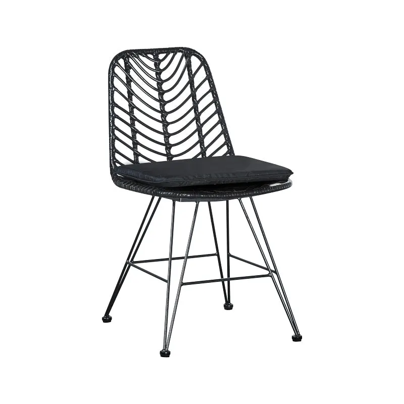 Scaun Naoki cu perna, Negru - Natural, 44x58x82 cm - Negru