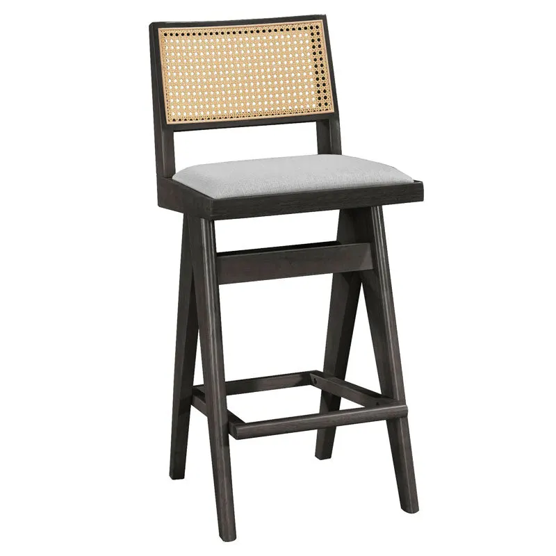 Scaun de bar Winslow, Negru - Nuc, 46x44x98 cm - Negru