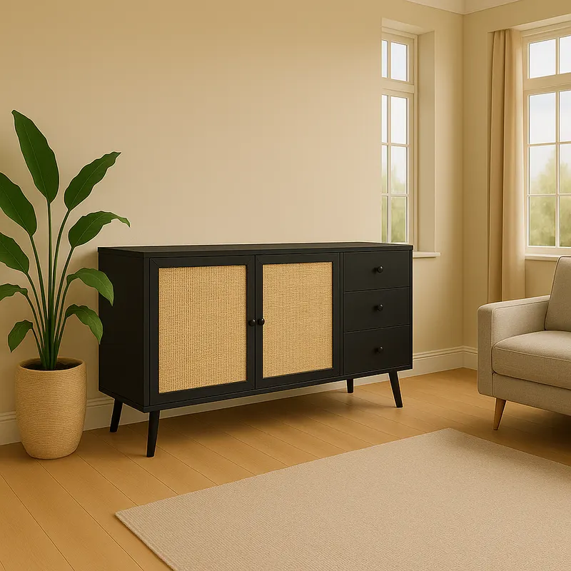 Consolă Oslo, Sonoma - Negru, 150x39x79 cm - Negru