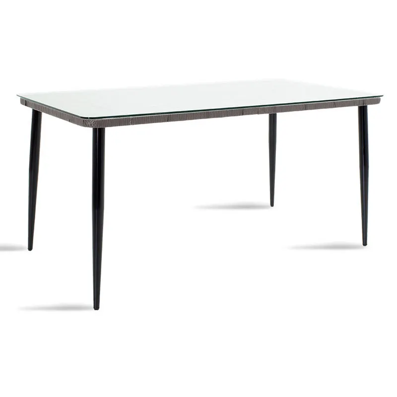 Masa Naoki metal sticla, Gri - Natural, 160x90x78 cm - Gri