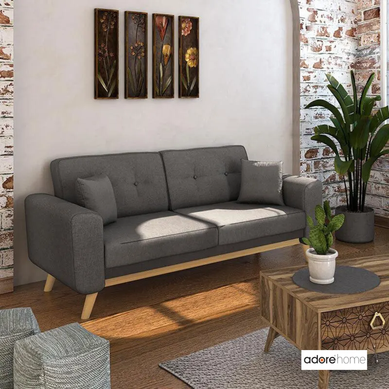 Canapea extensibilă Carmelo, Diverse culori, 214x80x86 cm - Gri închis
