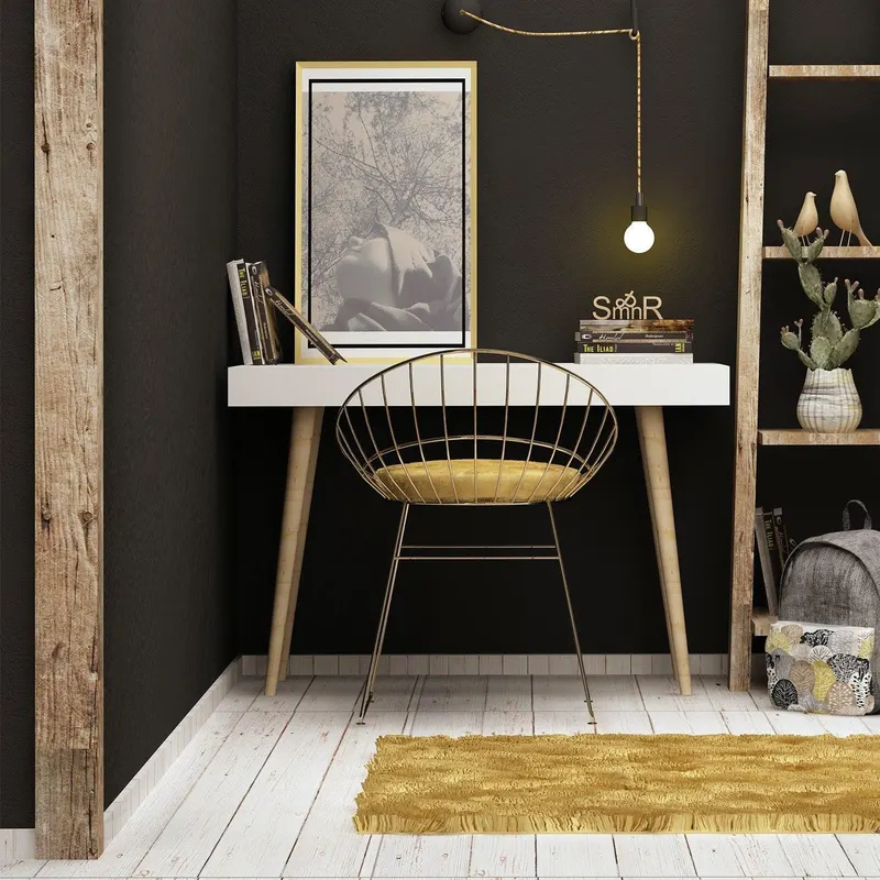 Birou Veronika Lux, Alb, 100x74x60 cm - Alb