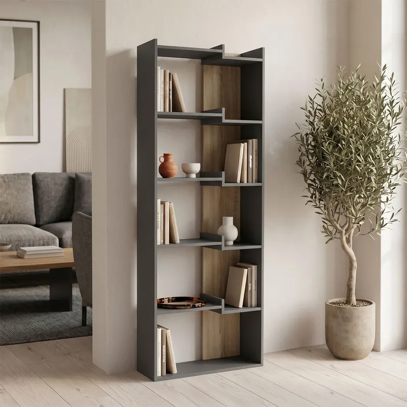 Bibliotecă, antracit-sonoma, 61x22x162 cm - Sonoma-Antracit