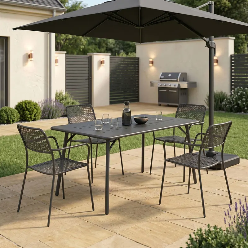 Moraja Federal set 5 piese negru metal, 140x80x72 cm - Negru