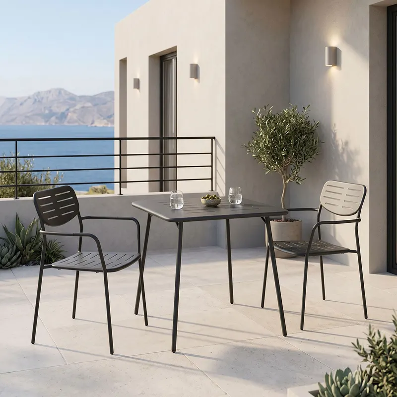 Moraja Deraby set 3 piese negru metal, 70x70x73 cm - Negru