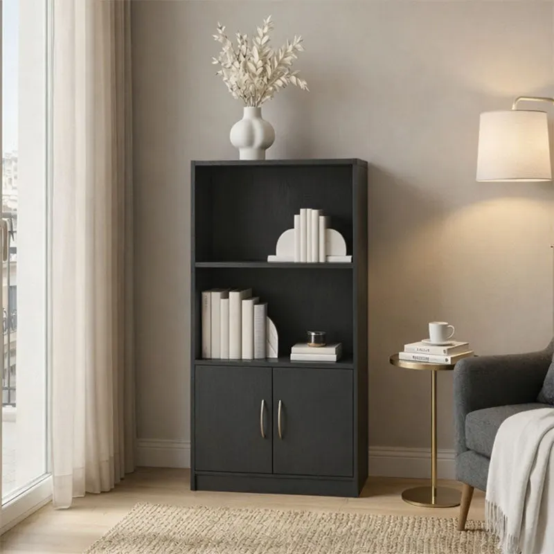 Bibliotecă cu rafturi multiple Tekaro, Modernă, Lemn, Alb - Antracit, 60x30x120 cm - Antracit
