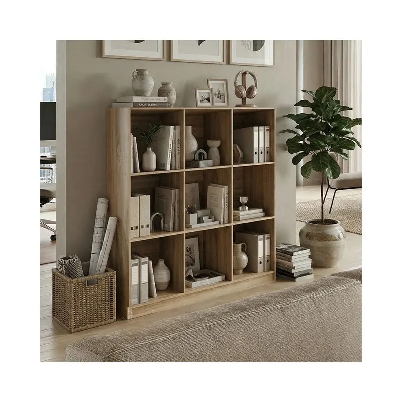 Bibliotecă modernă Gridea , stil minimalist, alb, MDF, 120x30x121 cm - Sonoma
