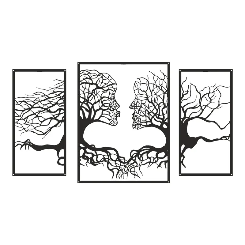 Decorațiune metal Wall deco Connecto set 3 piese negru metal, 38x50 cm - Negru