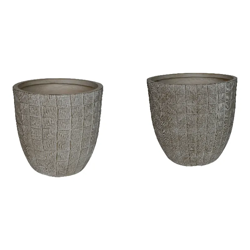 Ghivece Sapen set 2 piese ceramică, gri-bej, Ceramică, variabile, 45x45x43 cm - Gri