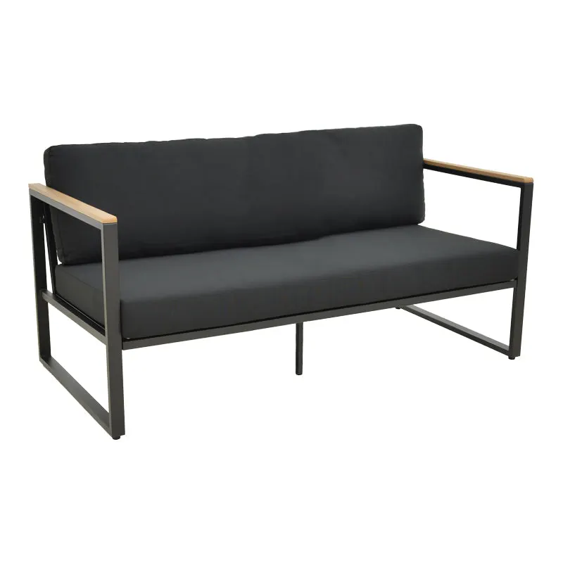 Canapea Aurelio, Metal, 3 locuri, 192x74x63 cm - Negru