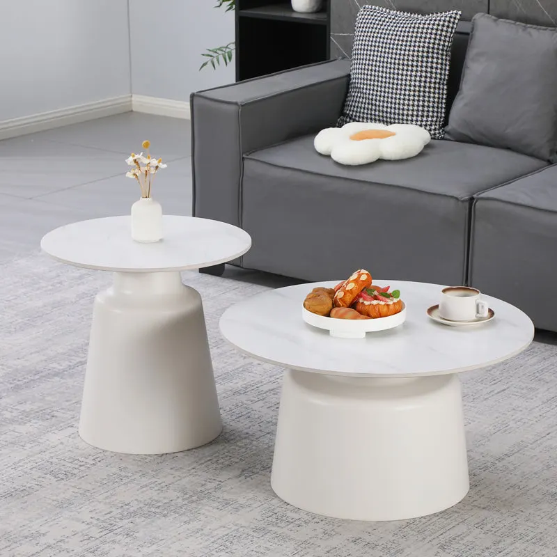 Mese de cafea Dualis, Set 2 piese, 70x70x38 cm - Alb