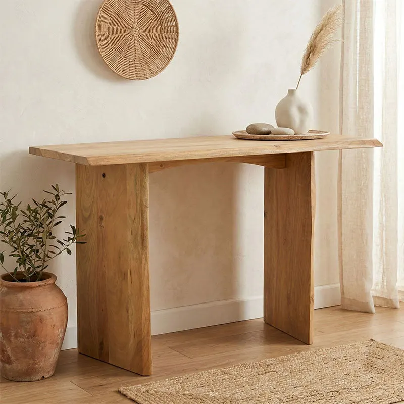 Consolă Mende, Lemn Masiv de Acacia, Natur, 110x50x76 cm - Natur