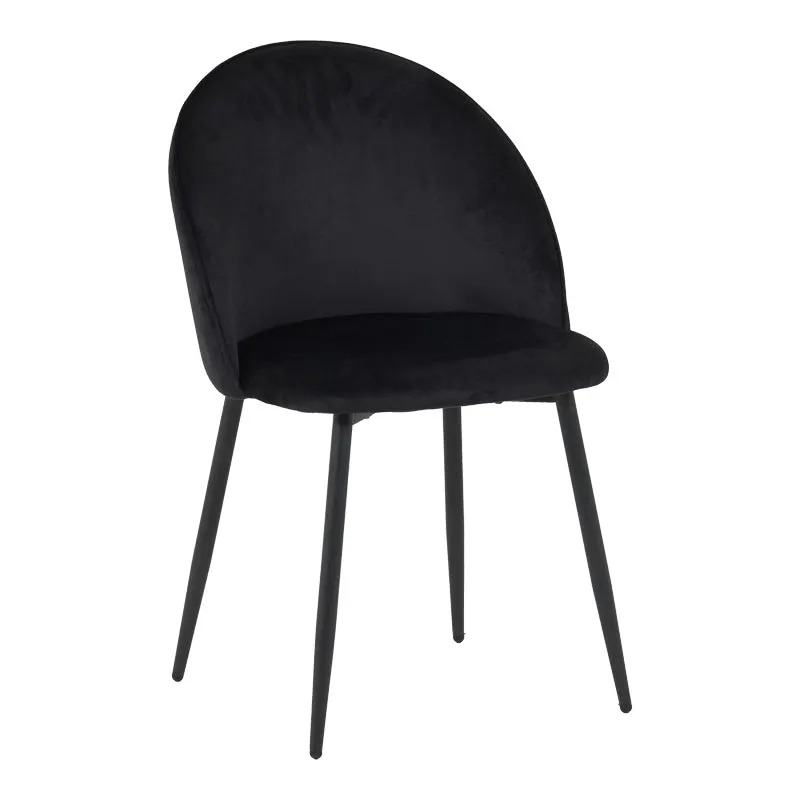 Scaun elegant din catifea pentru birou Perch, Metal, Negru, 50x43x82 cm - Negru