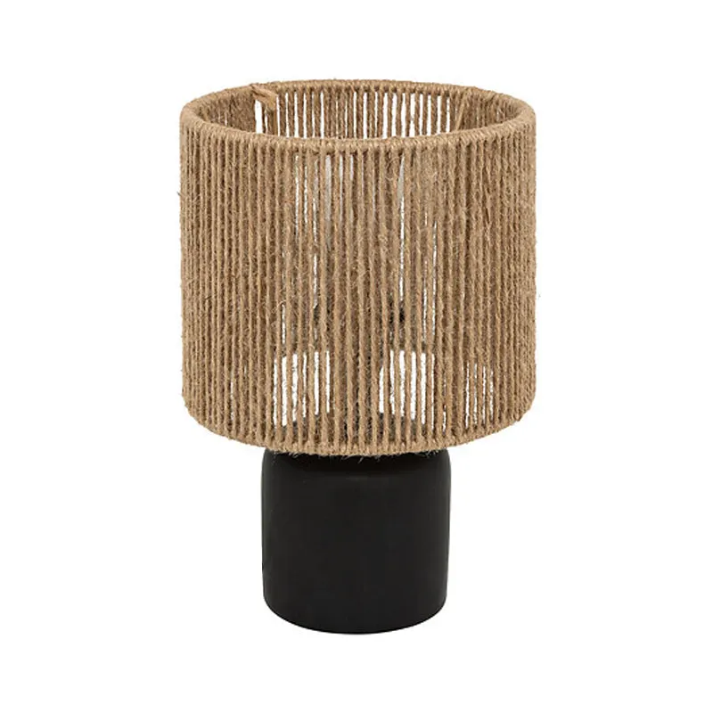 Lampă de masă Leyda, Ceramică, Negru-Natural, 16x24 cm - Negru