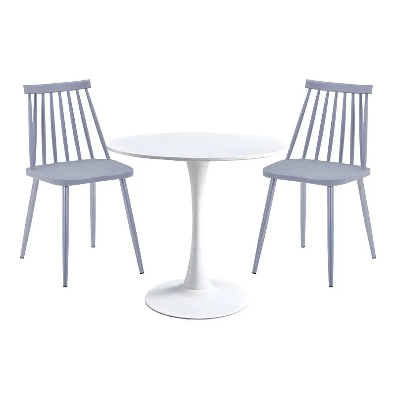 Set de mobilier pentru sufragerie cu masă și scaune Elijah-Aurora, Polipropilenă, Masa: , Scaune: 2 bucăți, Alb-Gri, 60x74 cm - Alb