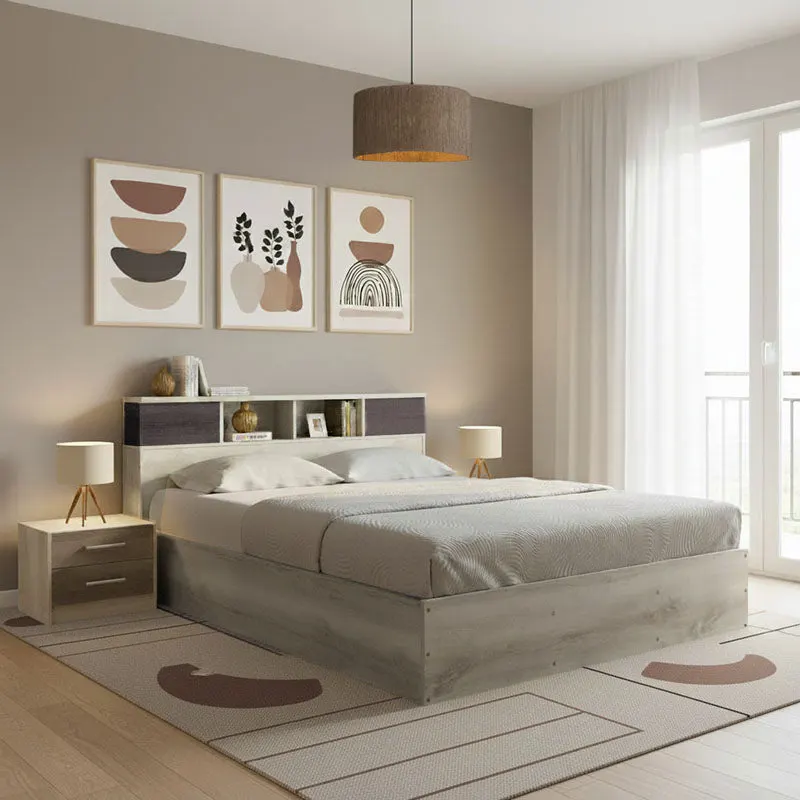 Set dormitor cu pat Olympus Castillo Toro, lemn, 160x200 cm - Maro