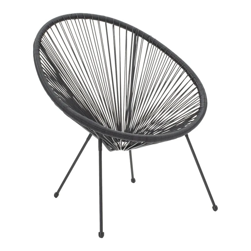 Fotoliu Acapulco cu structură metalică și aspect rattan, Metal și Rattan, Alb - Negru, 68x74x84 cm - Negru