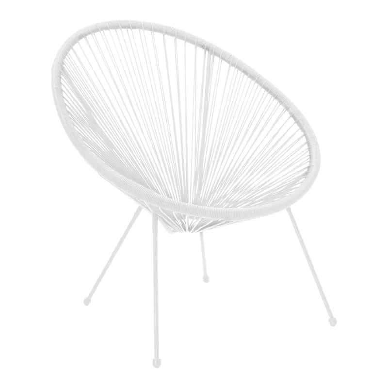 Fotoliu Acapulco cu structură metalică și aspect rattan, Metal și Rattan, Alb - Negru, 68x74x84 cm - Alb