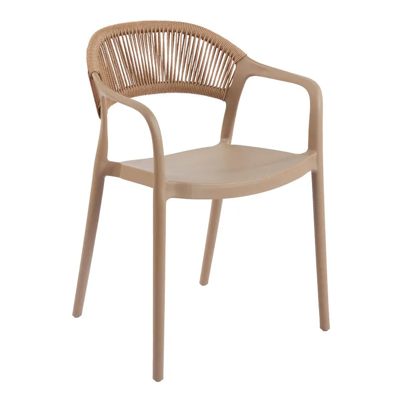 Fotoliu stivuibil cu design ratan PE, Model Ankara, moka-natural, Maro, 54x55x77 cm - Maro