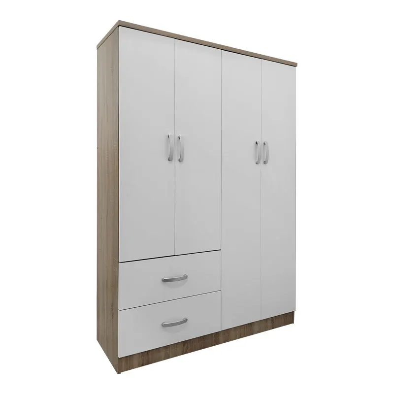 Dulap Lego cu 4 usi si 2 sertare, 121x42x181 cm - Sonoma-Alb