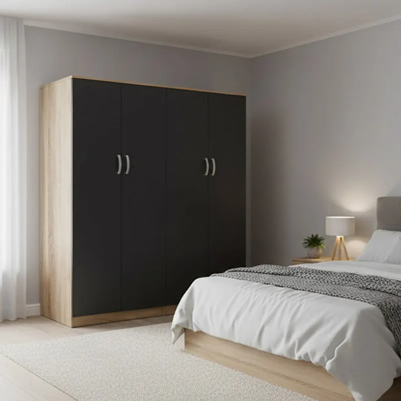 Dulap Athos I cu 4 usi, 160x42x180 cm - Sonoma-Antracit