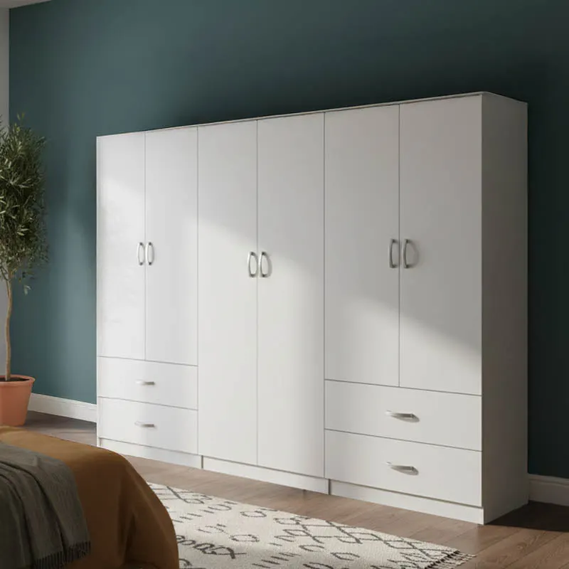 Dulap Athos cu 6 usi, 240x42x180 cm - Alb