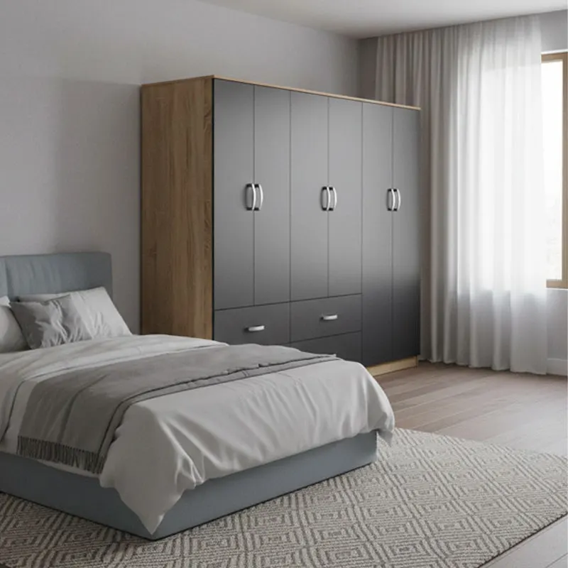 Dulap Athos cu 6 usi, 240x42x180 cm - Sonoma-Antracit