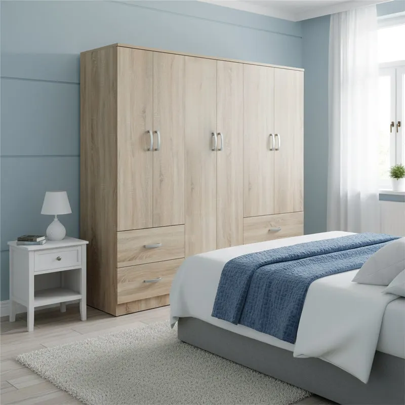 Dulap Athos cu 6 usi, 200x42x180 cm - Stejar